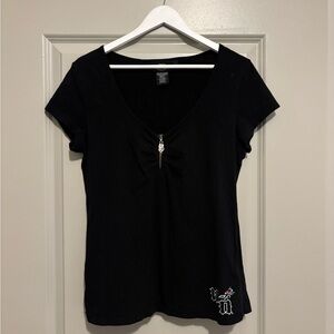 Harley Davidson vintage Black V-Neck Women Top